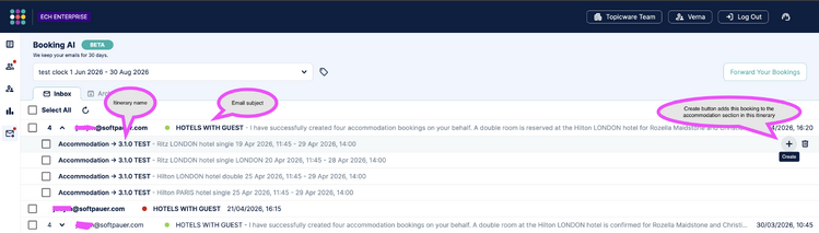 booking create button