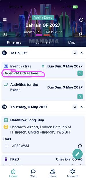 Description Field Highlighted - set to "Order VIP Extras here"