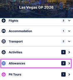 Custom Allowances Category of Power List on the Summary Screeen